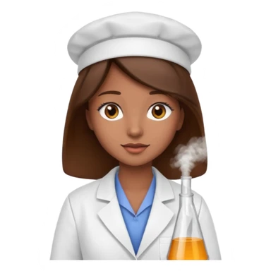 Make a pharmacy girl pretty with brown hat and eyes wearing labcoat sticker