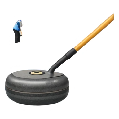 An icon showing a close-up of a curling stone sliding across the ice with a broom beside it. The scene is set in a brightly lit stadium, with detailed spectator stands in the background. Transparent background highlights the focus, skill, and atmosphere of the curling sport. sticker