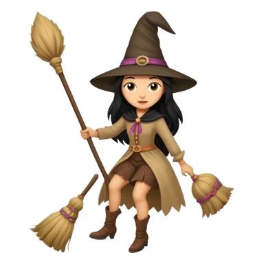 Bruja en escoba sticker