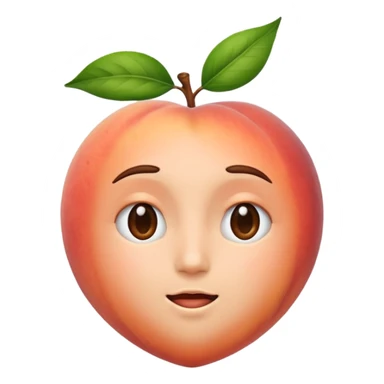 shaking face emoji with peach-like colors and a subtle peach leaf on top, merging both elements sticker