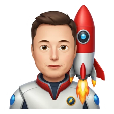 Elon Musk with a rocket apple style emoji sticker
