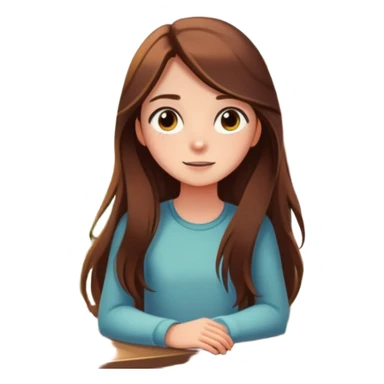 Girl with long brown hair looking out a window with sunbeams and houseplants around her in the background cartoon style  sticker