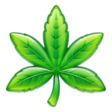 generate an emoji-style image of a juicy gummy shaped like a marijuana flower sticker