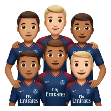 Realistic portrait of a group of happy men wearing PSG jerseys  sticker
