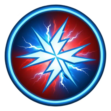 Red and blue lightening in a circle shape with effects sticker