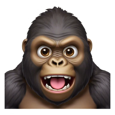 Cinematic Comical Gorilla Portrait Emoji, Head tilted dramatically with an exaggeratedly shocked expression, featuring a robust build with wide, comically expressive eyes full of humorous disbelief, Simplified yet hilariously expressive features, highly detailed, glowing with a slightly sassy jungle glow, high shine, dramatic yet playful, stylized with an air of quirky primate attitude, soft glowing outline, capturing the essence of a meme-worthy gorilla that appears ready to side-eye its way into viral fame! sticker