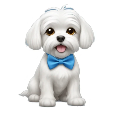 Maltese dog with a blue bow tie sticker