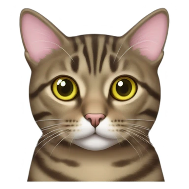 brown mackerel tabby cat with greenish yellow eyes and pink nose sticker