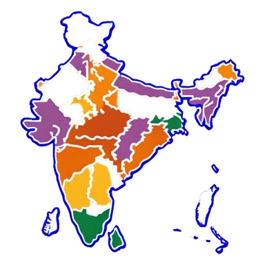 India map with saffron colour ( akhand Bharat ) with proper state sticker