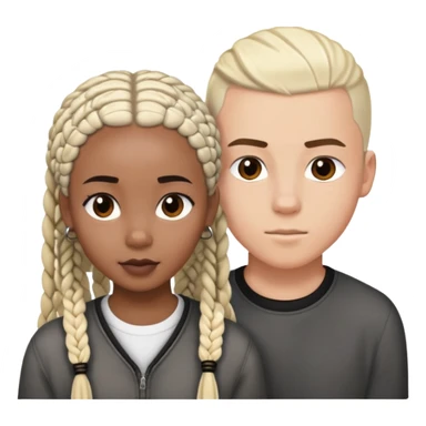 Teenage Interracial couple of a black woman with black box braids and a white blonde man with a buzz cut  sticker
