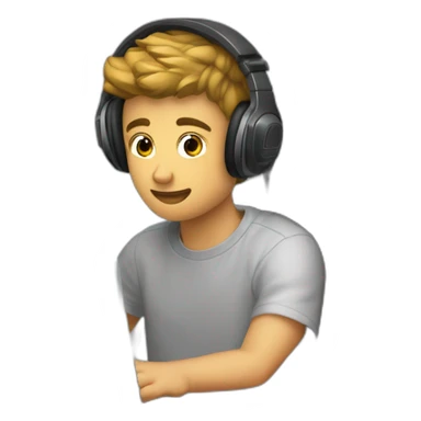 Jeune homme de 21 ans qui joue sur son pc avec un casque gaming sticker