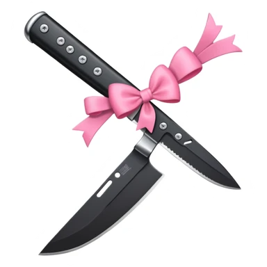 black knife with little pink bows around it sticker