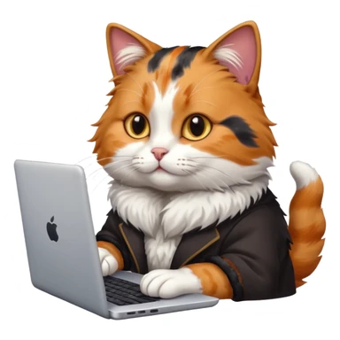 busy cat typing on laptop sticker