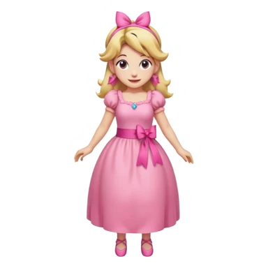 Princess peach full body with a pink ribbon tied to her hair sticker