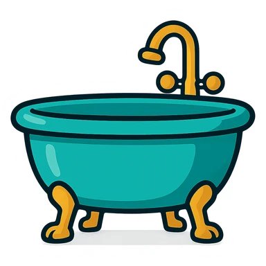 cartoon style beautiful turquoise bathtub sticker