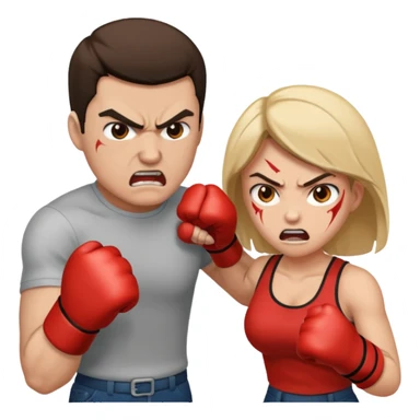 man punching a woman sticker