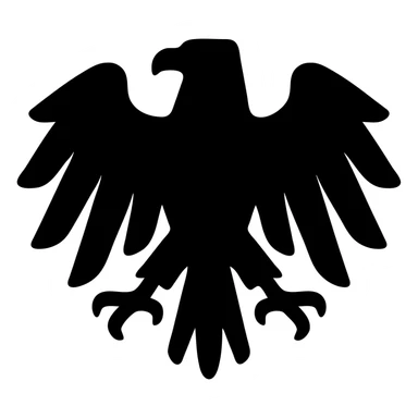 full body eagle symbol, one solid shape, menacing and bold, no outlines sticker