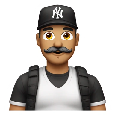 Homme blanc, 30 ans, cheveux courts noir, moustache, casquette noir yankees noir, avec une bière, t-shirt rose sticker