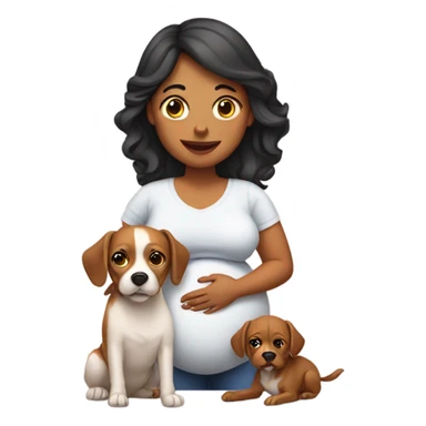 Pregnant lady with two dogs sticker