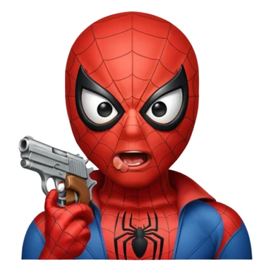 spiderman putting a pistol barrel in his mouth sticker