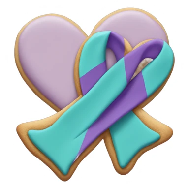 Purple teal Suicide awareness ribbon, cookie heart sticker