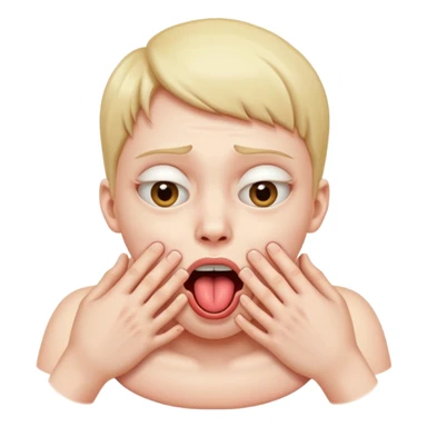 Face choking itself out with its hands on its neck, tongue stinking out and eyes rolling back sticker