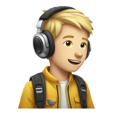 white kid wearing gamer headphones celebration  sticker