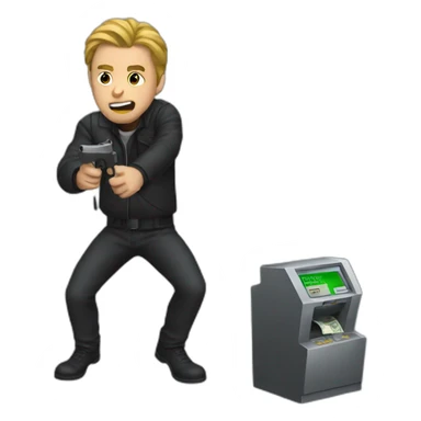 Man trying to rob a bank sticker