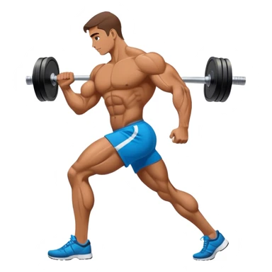 side-view bodybuilder dumbbell lunges sticker