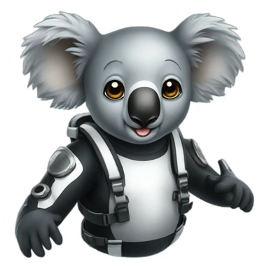 koala in black shiny diving suit sticker
