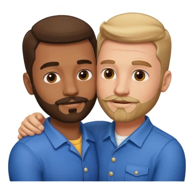 Gay couple hugging one has facial hair  sticker