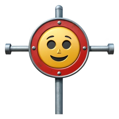 A 3D cartoon street sign showing a towing symbol, on a metal pole, clean background, Memoji-style rendering. sticker