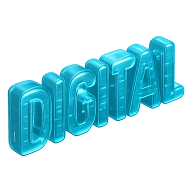 The word "DIGITAL" BOLD, cyan blue sticker