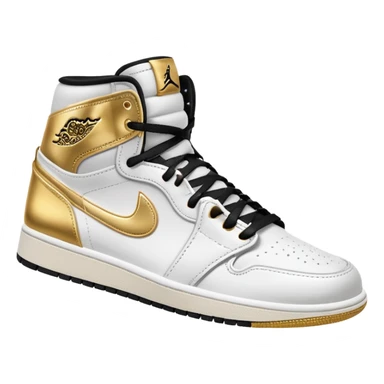 Jordan 1 sneaker, white and metallic gold colorway sticker