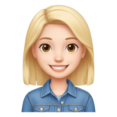 smiling girl in denim outfit sticker