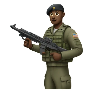 Military man holding gun sticker