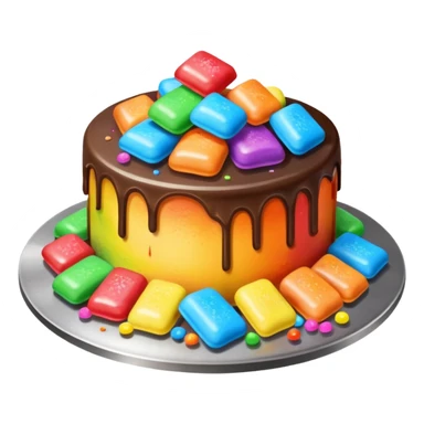 Blackstone grill with pile of mashed up rainbow candies and hibachi flippers sticker