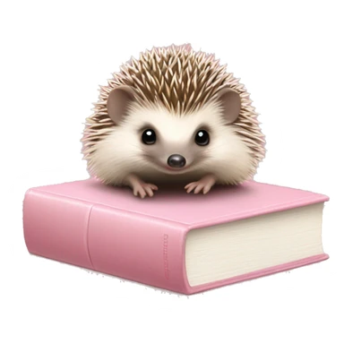 Baby hedgehog on top of closed light pink book sticker