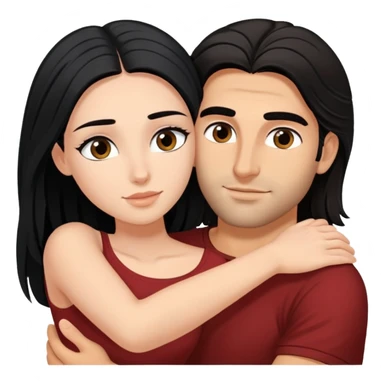 beautiful woman with black long hair and long eyelashes, hugging attractive Greek man with mid length dark hair  sticker