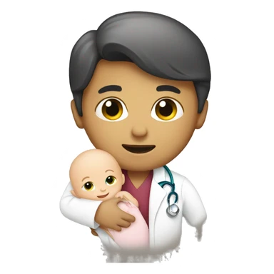 doctor holding baby sticker