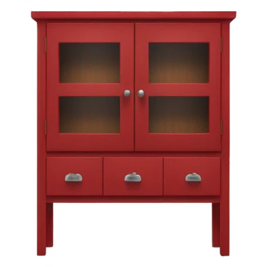 Realistic front facing red hanging kitchen cabinets and counter.  sticker