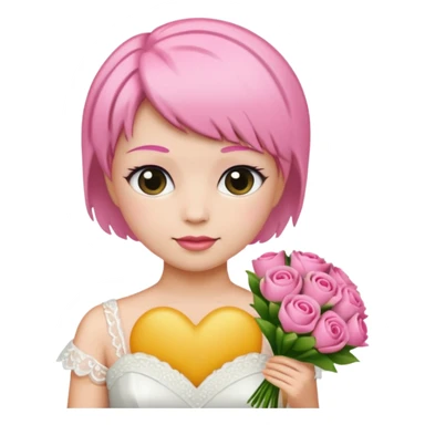 pink short haired bride with bouqet sticker