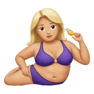 Obese blonde laying on beach  sticker
