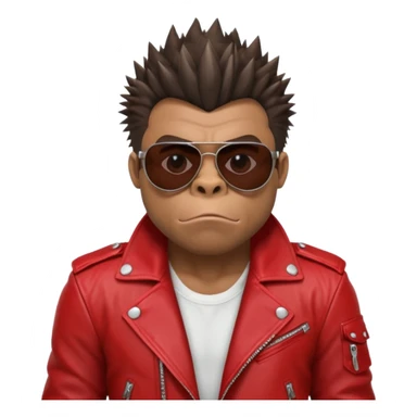 gorilla with Tyler Durden's look: spiky hair, red leather jacket, sunglasses, rebellious expression sticker