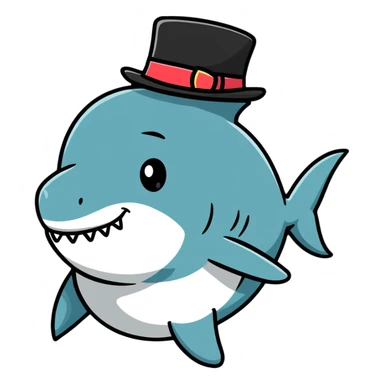 shark wearing a top hat sticker