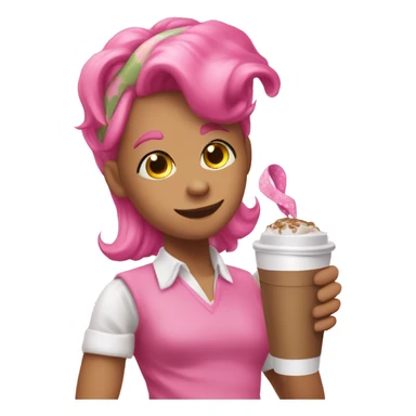 i want pink dinosaur and pink ribbon headband and drink a coffee sticker