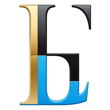 Bold Black-Blue-White-Gold Font Letter “I” sticker