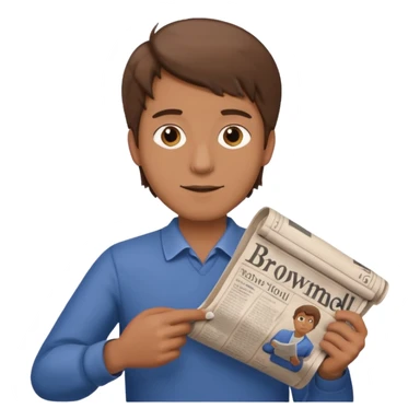 man with rolled newspaper sticker