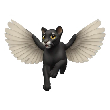 winged black puma flying sticker