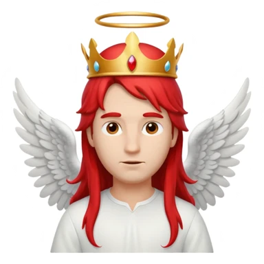 long hair angel with a red crown on his head, 4 wings sticker